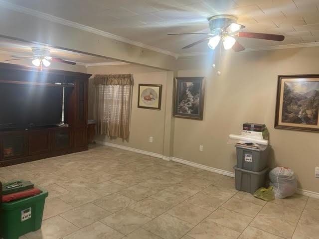 interior space featuring crown molding