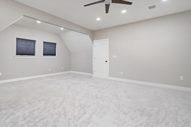 6526 Brayfield Ln, Beaumont, TX 77706 - additional living space featuring ceiling fan, carpet flooring, lofted ceiling, and recessed lighting