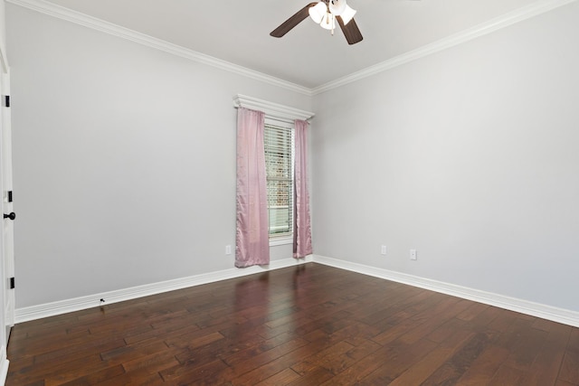 6526 Brayfield Ln, Beaumont, TX 77706 - unfurnished room with a ceiling fan, dark wood finished floors, and crown molding