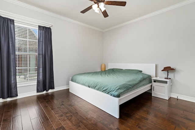 6526 Brayfield Ln, Beaumont, TX 77706 - bedroom featuring hardwood / wood-style flooring, ornamental molding, and a ceiling fan