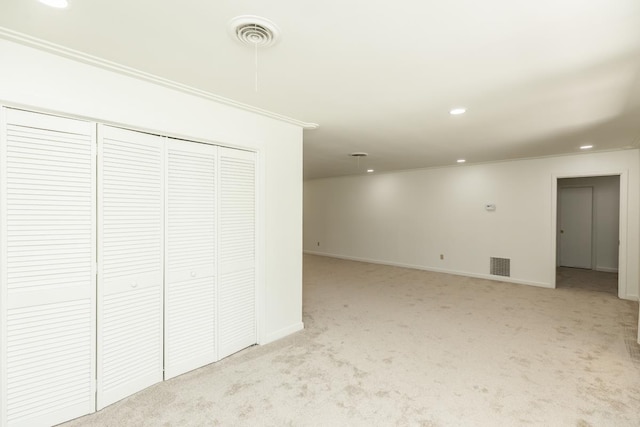 515 Watts Rd, Silsbee, TX 77656 - below grade area featuring ornamental molding, recessed lighting, and carpet