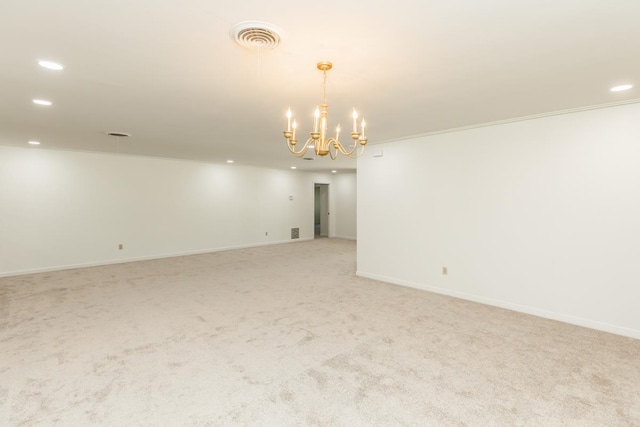 515 Watts Rd, Silsbee, TX 77656 - spare room with recessed lighting, a chandelier, and light carpet