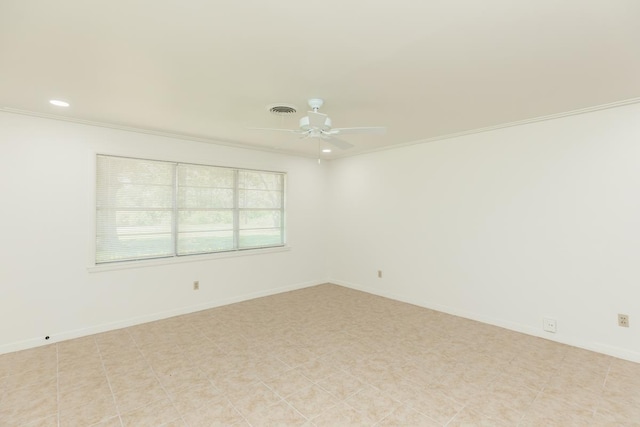 515 Watts Rd, Silsbee, TX 77656 - spare room featuring ceiling fan, crown molding, and recessed lighting