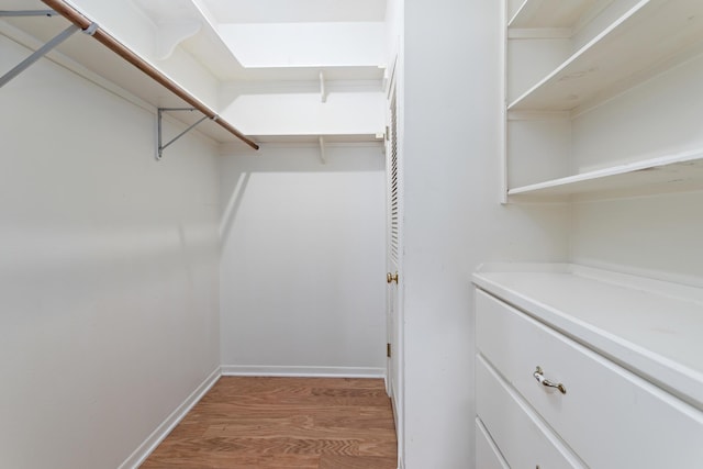 spacious closet with hardwood / wood-style flooring