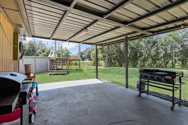 view of patio with a grill