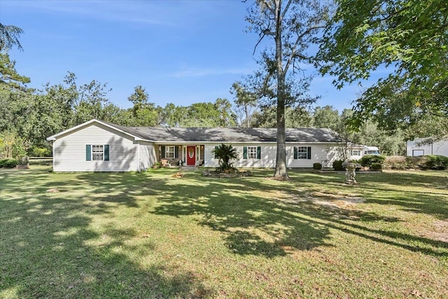 ranch-style house with a front lawn