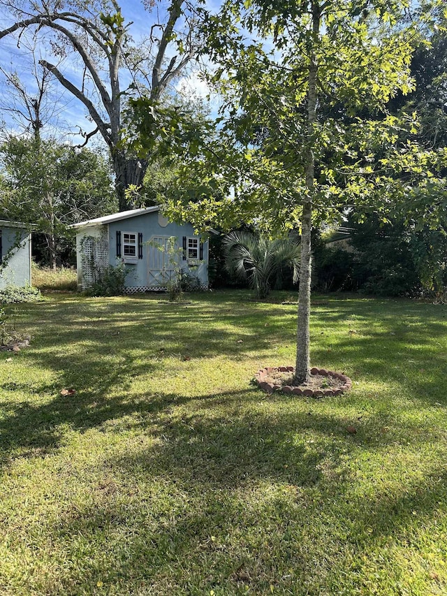 view of yard featuring an outbuilding