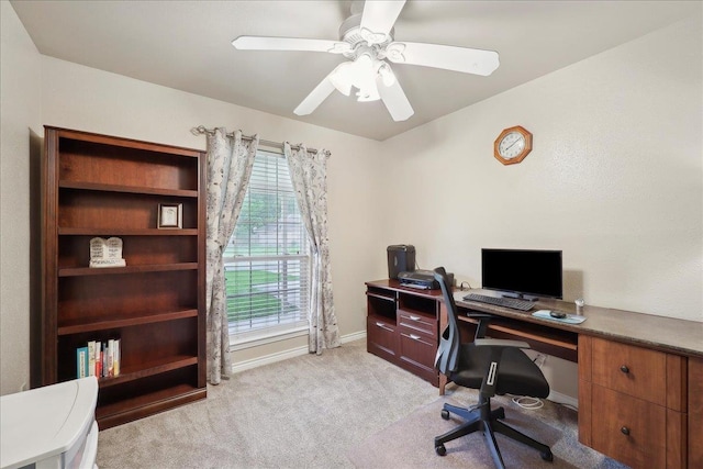 7385 Hidden Valley Dr, Beaumont, TX 77706 - office space featuring light carpet, baseboards, and ceiling fan