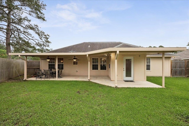 7385 Hidden Valley Dr, Beaumont, TX 77706 - back of property featuring ceiling fan, a patio, and roof with shingles