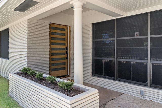 exterior view of decorative columns