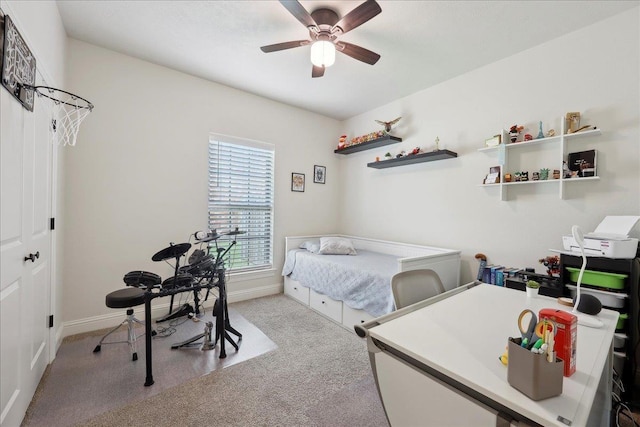 9270 Pampas St, Beaumont, TX 77713 - bedroom featuring baseboards, ceiling fan, and carpet