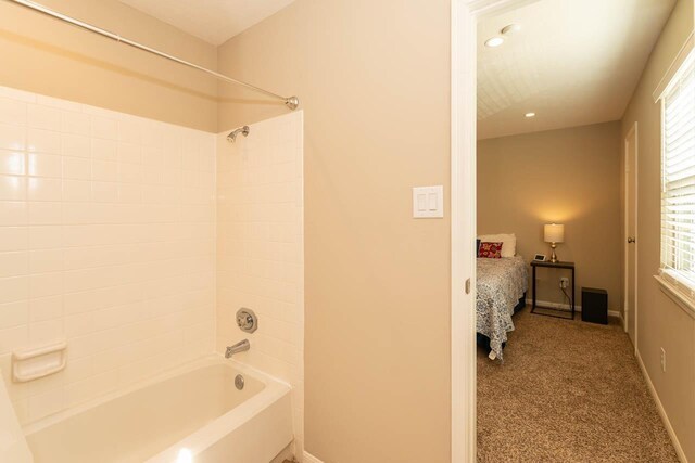 1620 Wellington Pl, Beaumont, TX 77706 - full bathroom with bathing tub / shower combination, healthy amount of natural light, baseboards, and recessed lighting