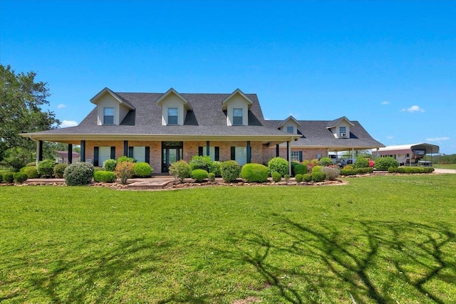 cape cod-style house featuring a front lawn