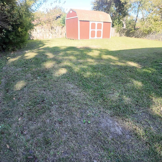 view of yard with a storage unit