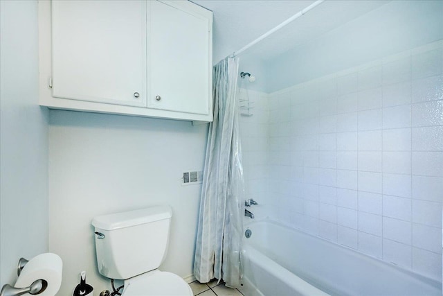 109 Twin Pines Cir, Beaumont, TX 77705 - bathroom with toilet, shower / tub combo with curtain, and tile patterned floors