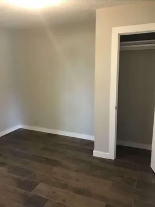 interior space featuring dark hardwood / wood-style flooring and a closet