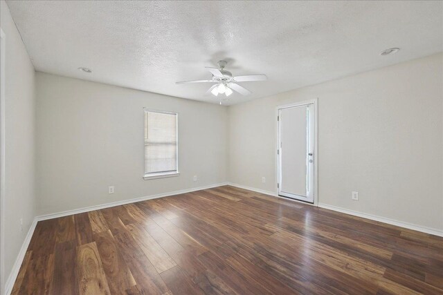 664 W Tram Rd, Vidor, TX 77662 - spare room with wood finished floors, ceiling fan, baseboards, and a textured ceiling