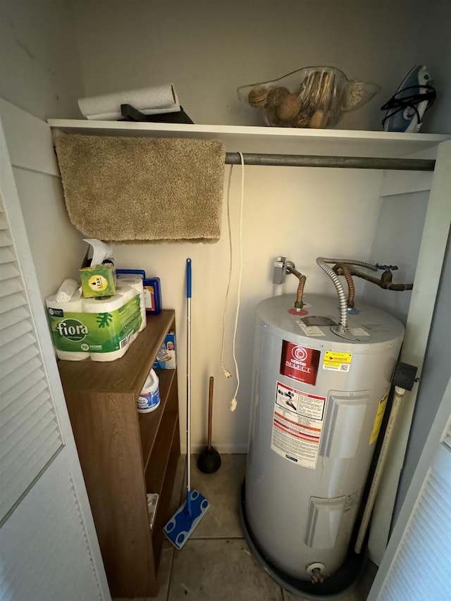 utility room with electric water heater