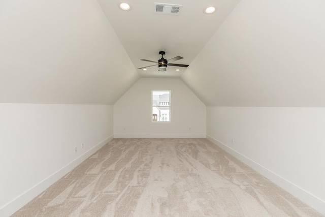 3570 Lily Ln, Beaumont, TX 77713 - additional living space with recessed lighting, light carpet, lofted ceiling, baseboards, and a ceiling fan