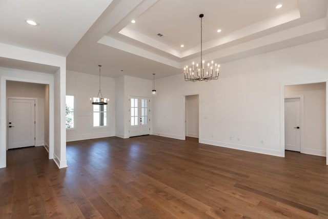 3570 Lily Ln, Beaumont, TX 77713 - unfurnished room featuring a chandelier, a tray ceiling, baseboards, and recessed lighting