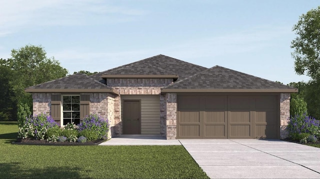 7840 Windmeadow Dr, Beaumont, TX 77713 - view of front of house with an attached garage, concrete driveway, brick siding, and a front yard