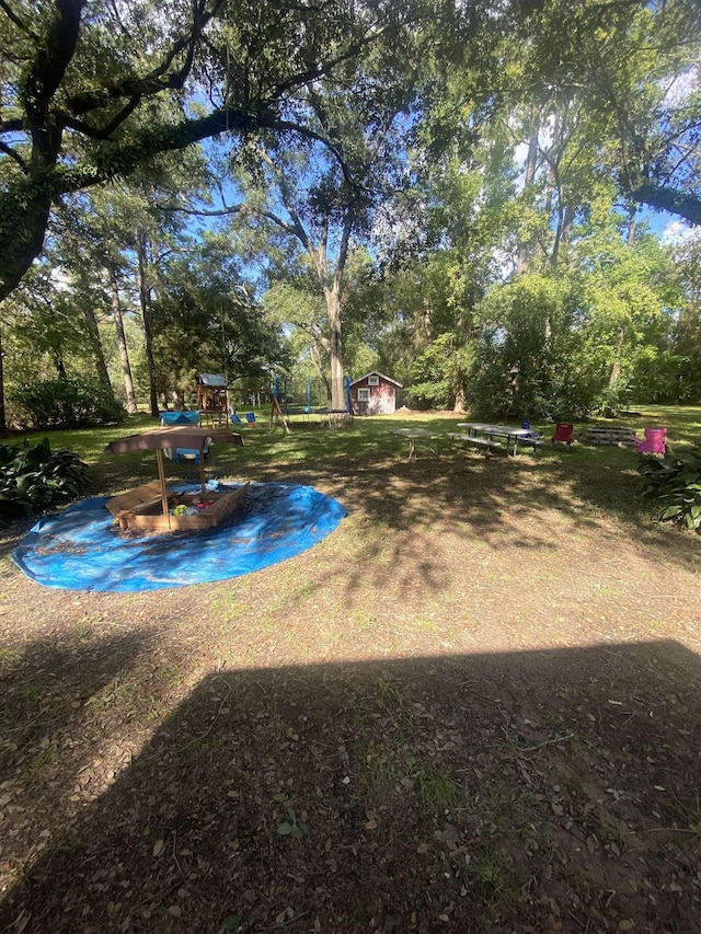 view of yard with a playground