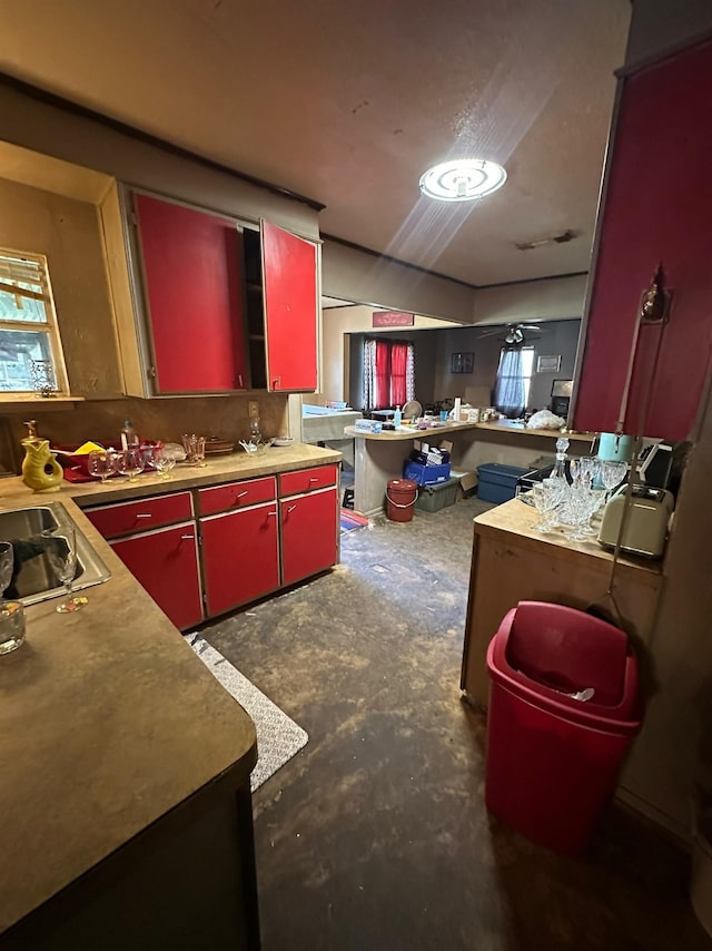 kitchen with stovetop and kitchen peninsula