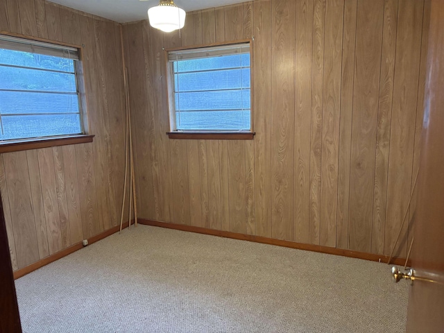 1001 Macarthur Dr, Port Neches, TX 77651 - carpeted spare room featuring baseboards, wood walls, and a healthy amount of sunlight