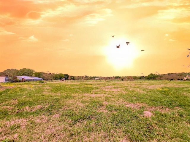 yard at dusk with a rural view