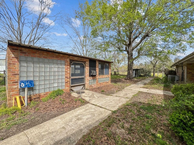 exterior space featuring central air condition unit
