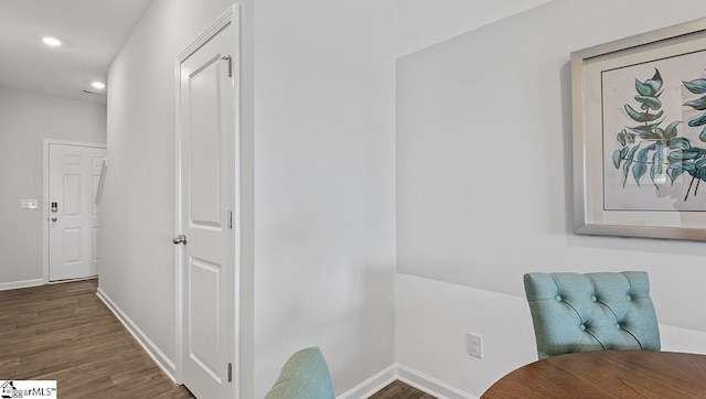 interior space with dark wood-type flooring