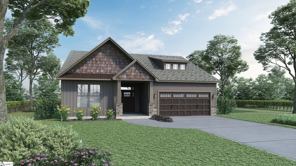 620 Forden Dr, Wellford, SC 29385 - view of front of house with a front lawn and a garage