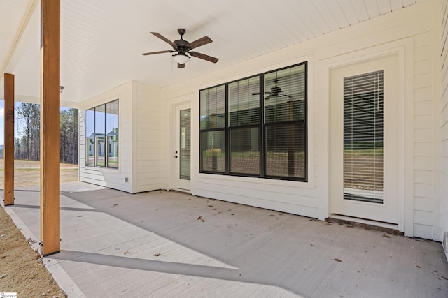 view of patio with ceiling fan