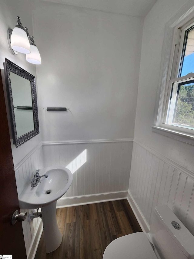 bathroom featuring toilet and hardwood / wood-style floors