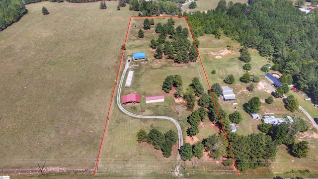 aerial view featuring a rural view