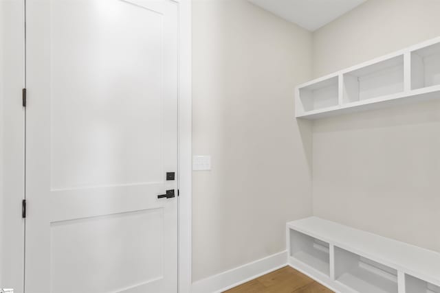 mudroom with hardwood / wood-style flooring