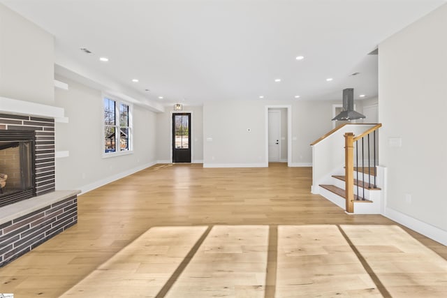 living room with light wood-type flooring