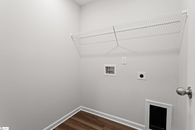 laundry room featuring washer hookup, dark hardwood / wood-style floors, and hookup for an electric dryer