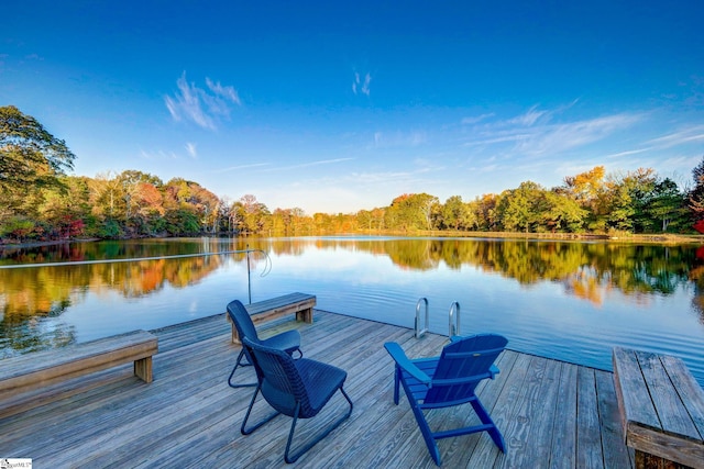 dock area featuring a water view