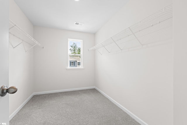 spacious closet featuring carpet floors and visible vents