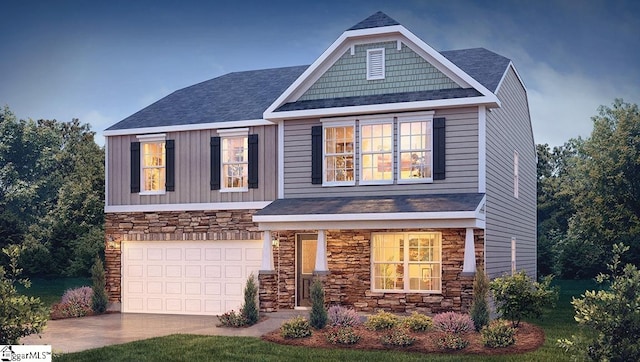 craftsman-style home featuring a garage