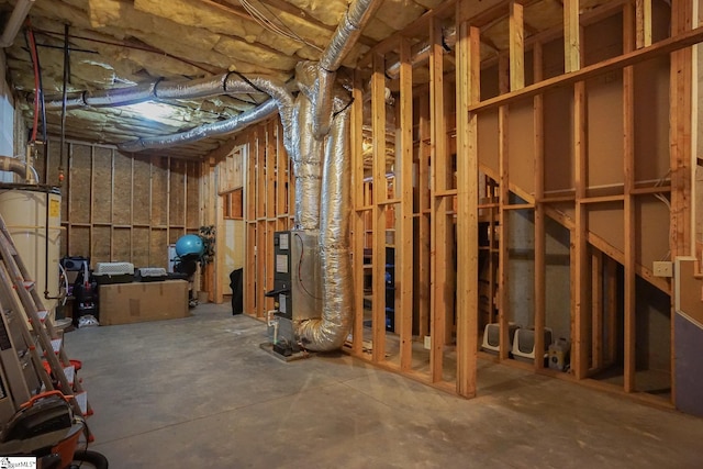 basement featuring water heater