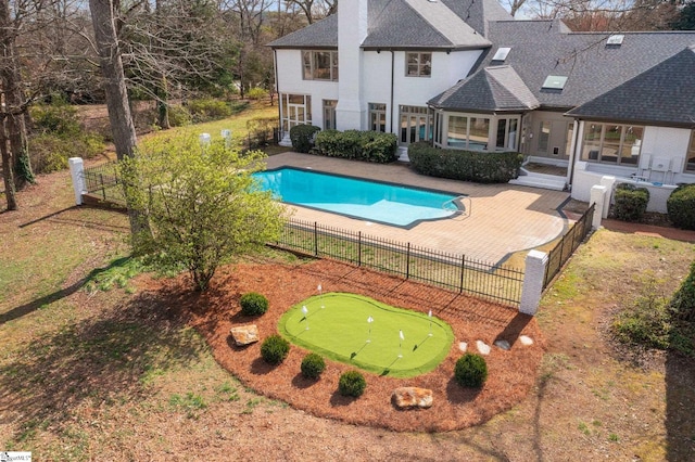 view of pool featuring a patio