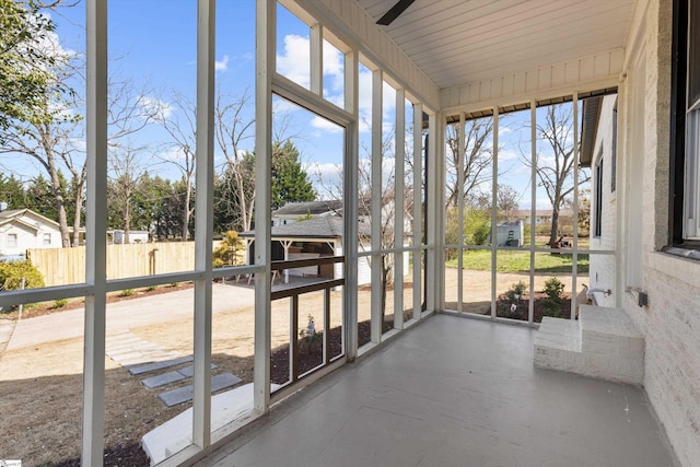 view of unfurnished sunroom