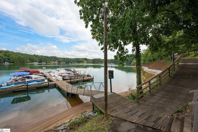 dock area featuring a water view