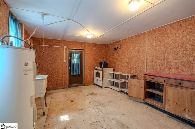 basement featuring electric water heater