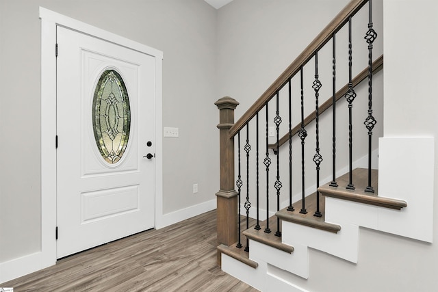 foyer with light wood-type flooring