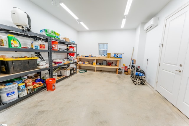 storage area with a wall unit AC