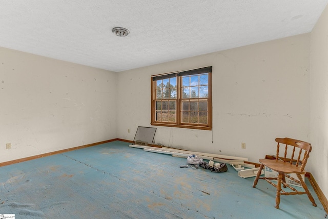 unfurnished room featuring carpet and a textured ceiling