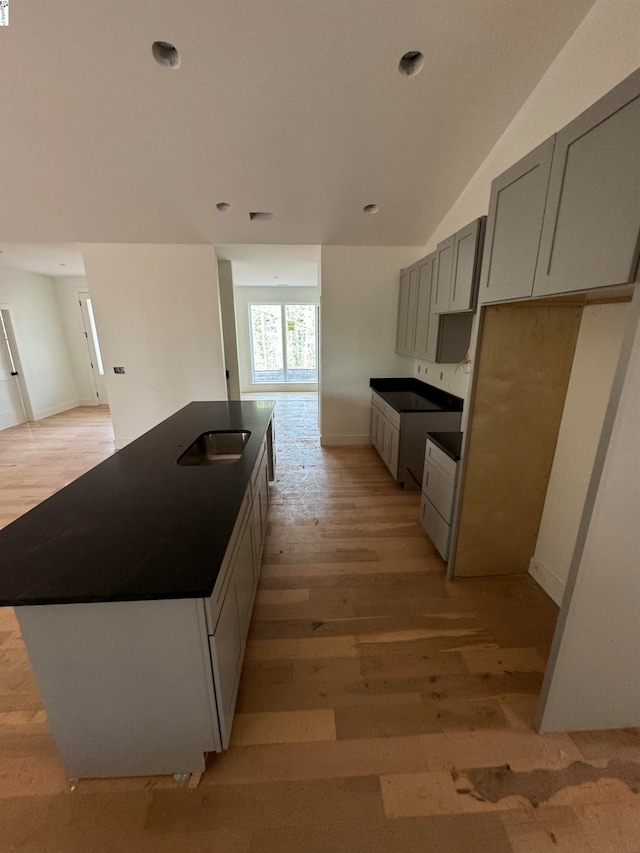 kitchen with wooden walls